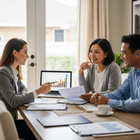 El Cajon real estate agent meeting with homeowners at their dining table, reviewing property values and providing clear communication during the selling process.