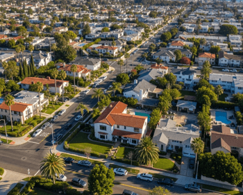 Aerial view of San Diego neighborhood highlighting local homes used to calculate San Diego home value